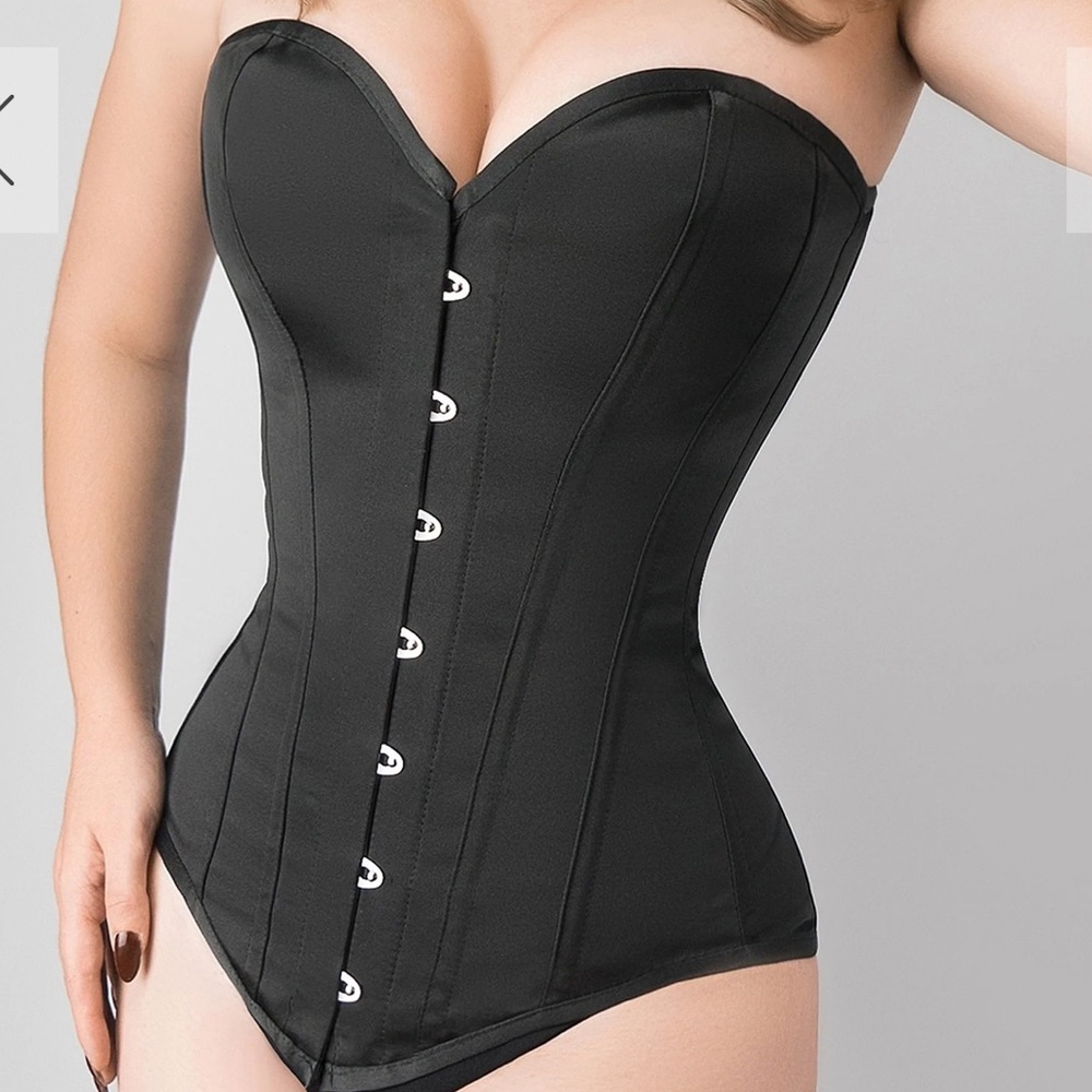 Black Longline Corset With Steel Bone